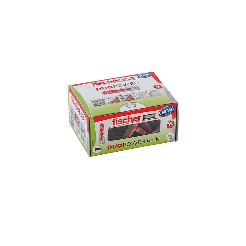                         Cheville bi-matière - DUOPOWER - 6x30 - Sans vis - Boite à fenêtre - Boîte de 100