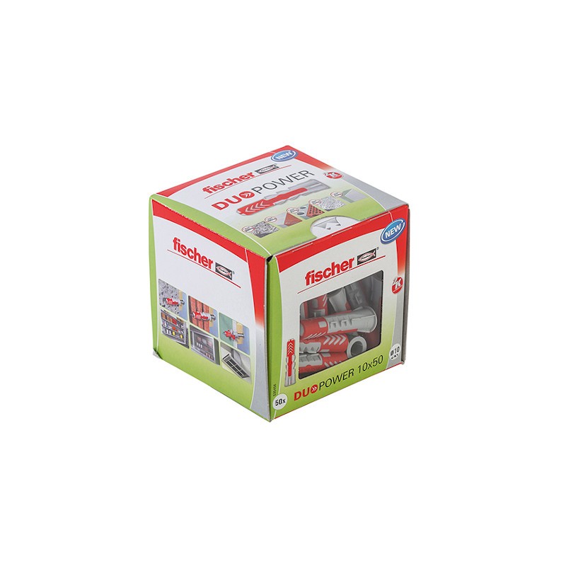                         Cheville bi-matière - DUOPOWER - 10x50 - Sans vis - Boite à fenêtre - Boîte de 50