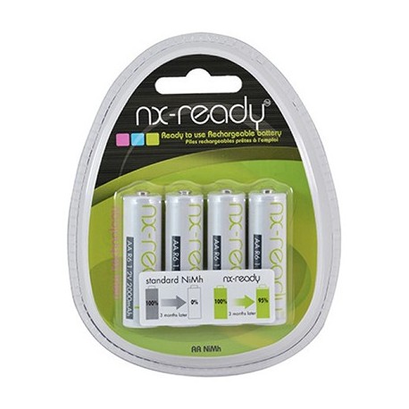 Lot de 4 accumulateurs NiMh NX-Ready - 1,2V - 2Ah - Type AA