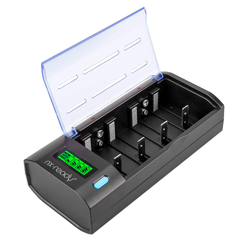                         Chargeur d'accumulateurs - Rapide - 1 à 4 AAA / AA / C / D / 1 à 2 - 9V - Ecran LCD