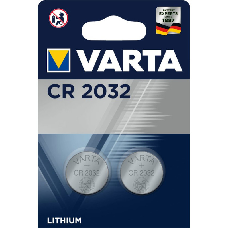                         Lot de 2 piles bouton Lithium 3V Varta - CR 2032
