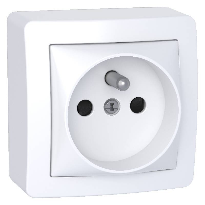                         Prise de courant 2P + T Alréa Schneider Electric - Connexion rapide - Blanc polaire