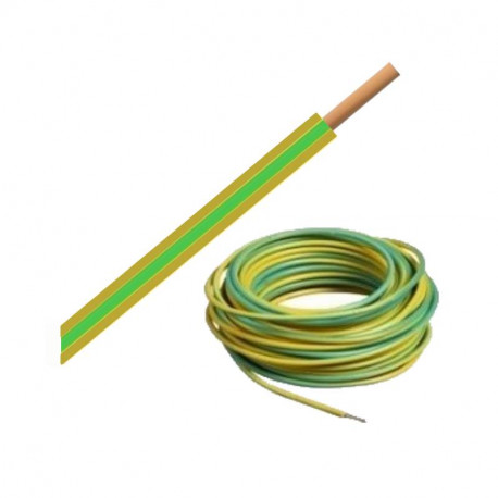 FIL - H07 VU - 2,5mm² - VERT/JAUNE - (bobine de 100m)