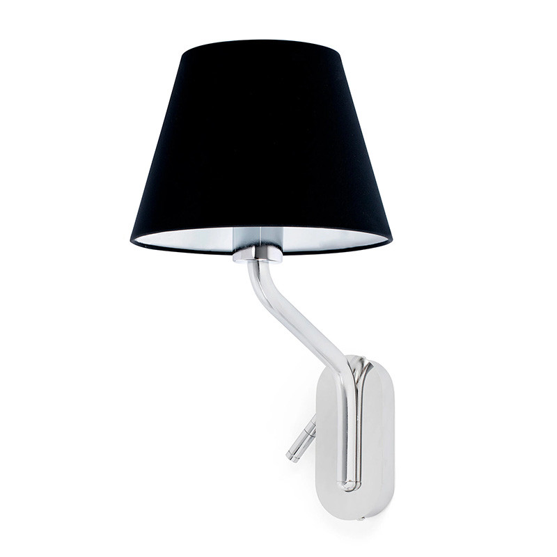                         APPLIQUE + LISEUSE ETERNA E27 +1W 830 CHROME ABAT JOUR NOIR (droite)