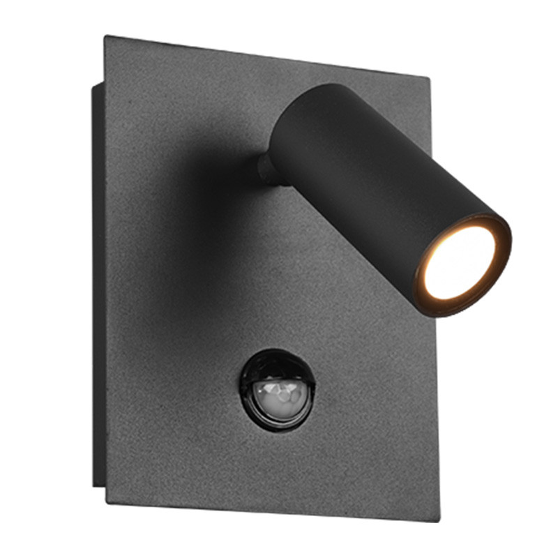                         SPOT APPLIQUE LED 3W 830 420LM NOIR MAT IP54 AVEC DETECTEUR