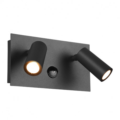 SPOT DOUBLE/APPLIQUE LED - 2X3W - 830 - 2X420LM - NOIR - IP54 - DETECTEUR