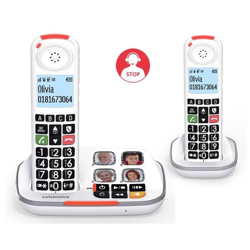                         TELEPHONE SANS FIL GROSSE TOUCHE + PHOTO - 2 COMBINES (spécial senior)
