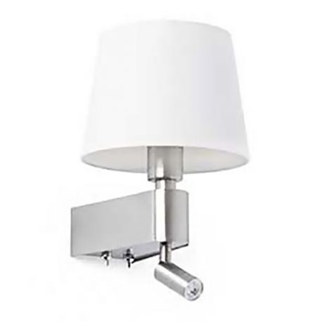 APPLIQUE + LISEUSE - ROOM - E27/3W - 830 - NICKEL - ABAT JOUR - BLANC