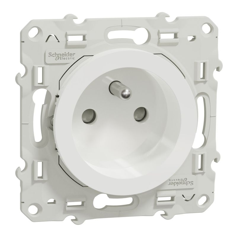                         Prise de courant Odace 16A 2P+T - Blanc