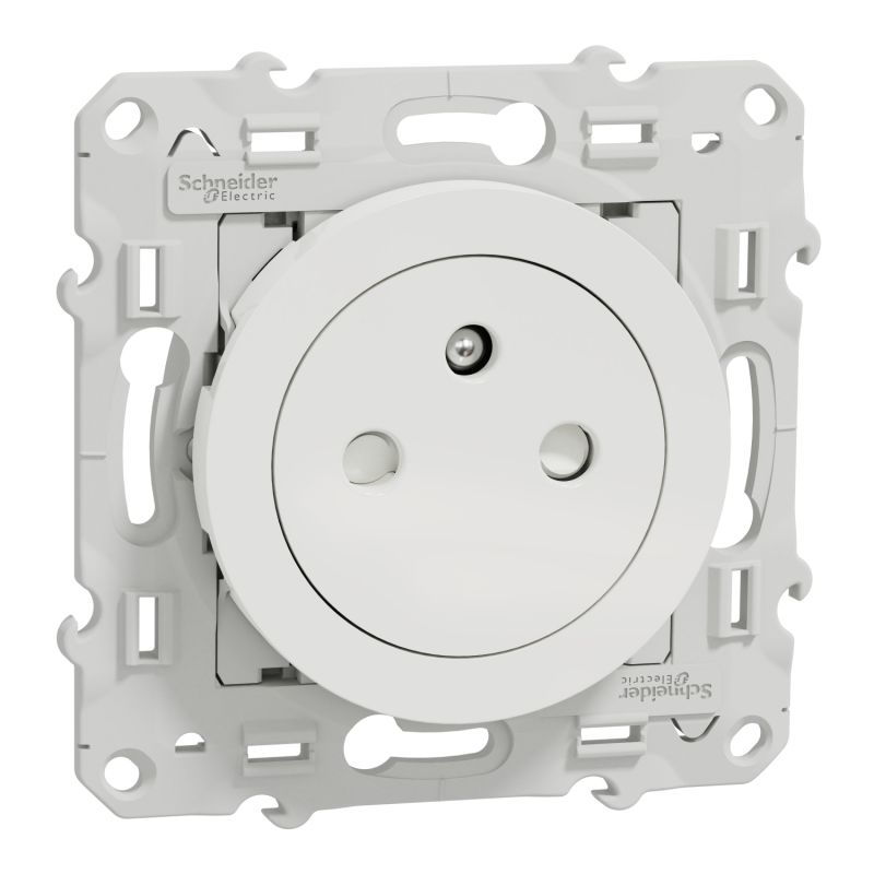                         Prise de courant affleurante Odace 16A 2P+T - Blanc