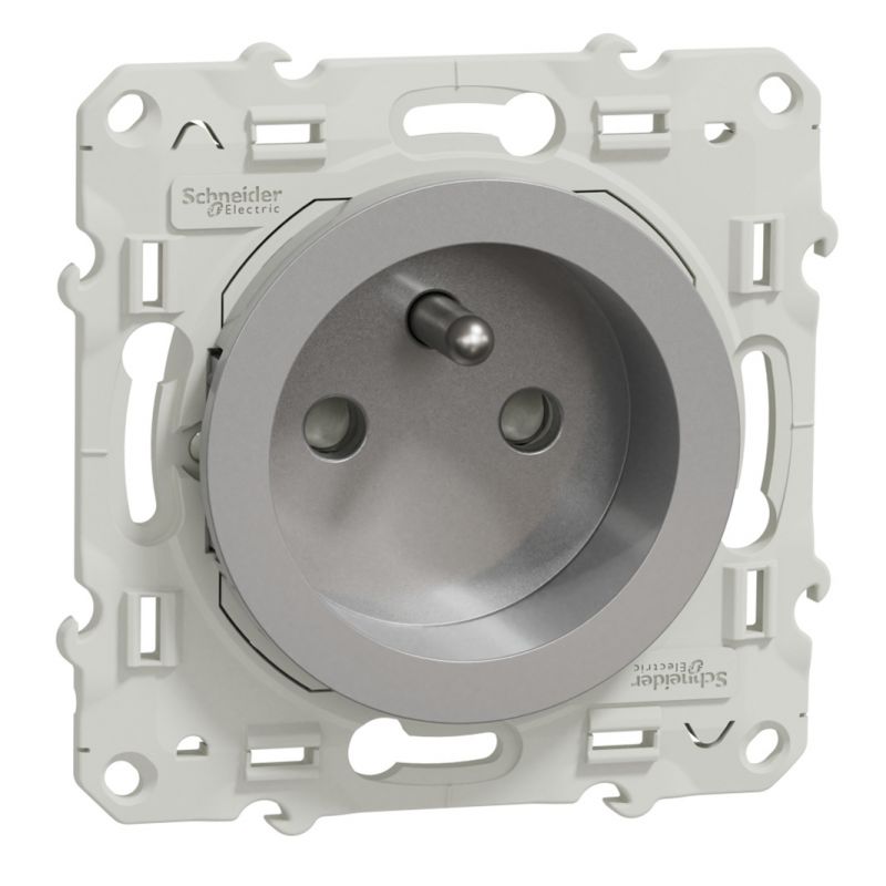                         Prise de courant Odace 16A 2P+T - Aluminium