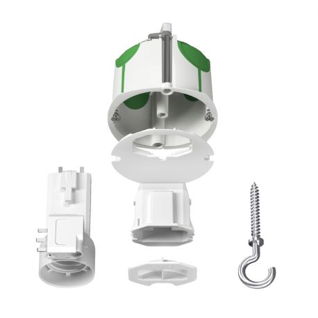Boite de centre DCL Multifix Air - Avec couvercle non affleurant + douille DCL et fiche 2P+T - Diam 67mm Prof 50mm