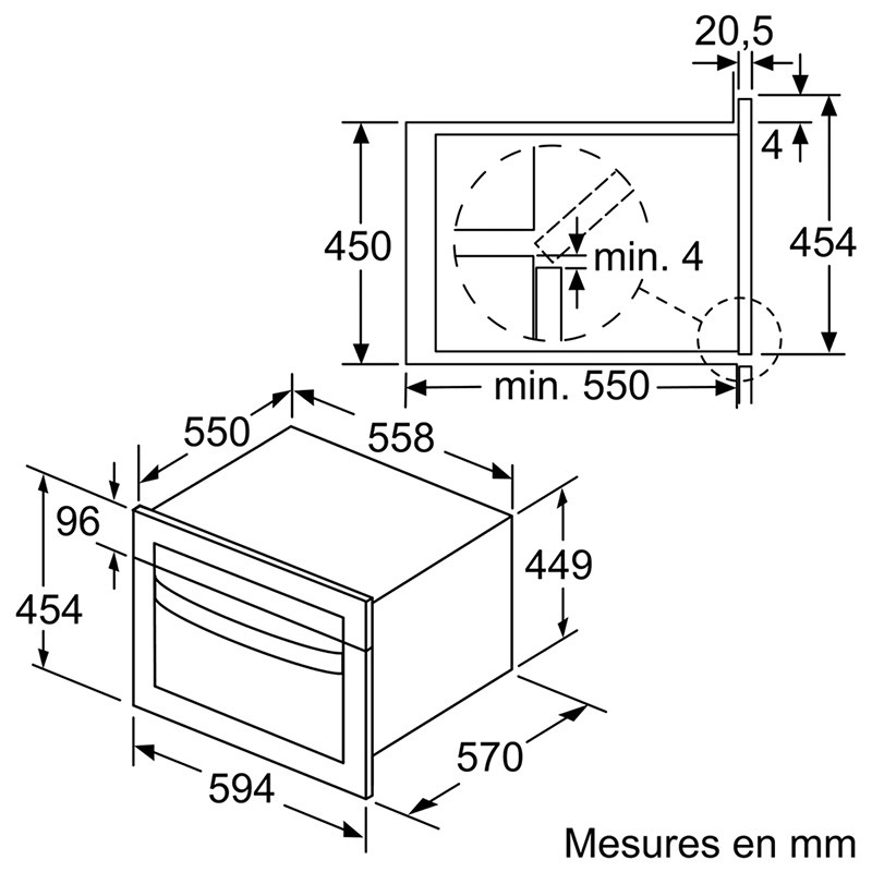                         MICRO-ONDES - ENCASTRABLE - COMBINE - INOX - 44L