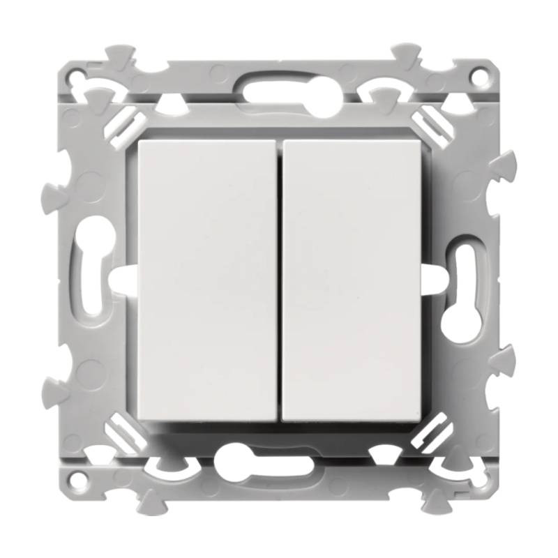                         Commande double va-et-vient/poussoir Essensya Hager - 10A - Blanc