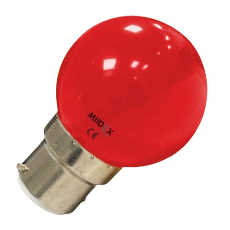                         Ampoule LED LED B22 - 1W - Rouge - Non dimmable