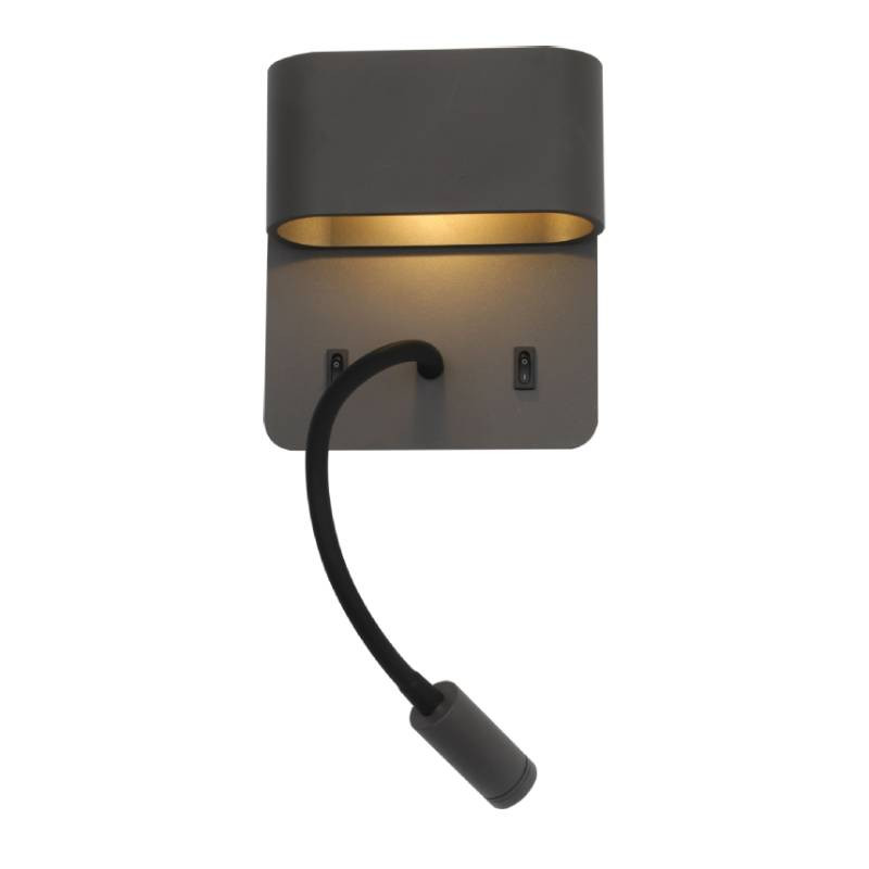                        Applique murale Sorya LED Decotech Arlux - 5W - 2700K + Liseuse 3W - Anthracite