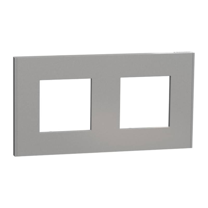                         Plaque Unica Deco Schneider - 2 postes - Aluminium - Vertical/Horizontal