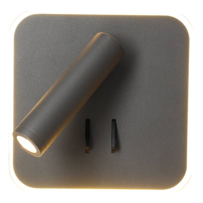                         Applique Jazz Arlux - Carré - 11W - 2700K + Liseuse 3W - Anthracite