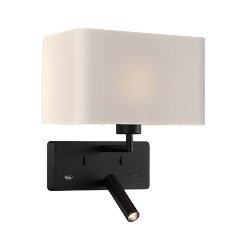                         APPLIQUE + LISEUSE - ROMEO - E27/3W - 830 - NOIR - ABJ BLANC - USB A/C