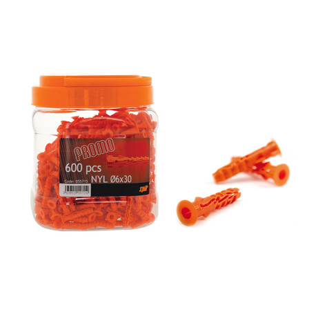 Bidon de 600 chevilles nylon avec collerette NY6X30 - Ø6 mm - L30 mm Spit 