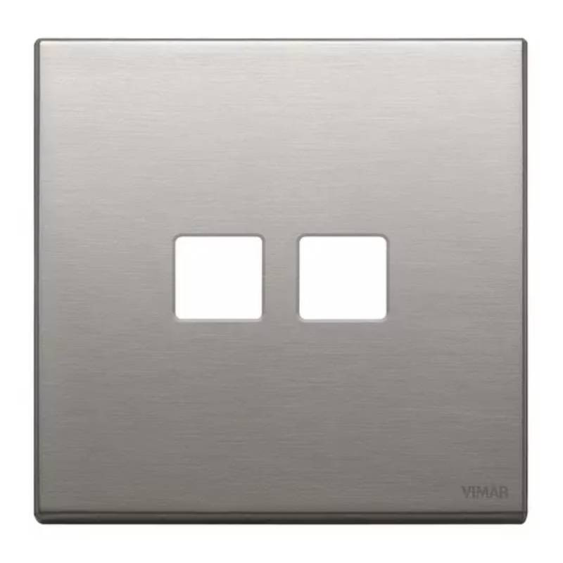                         PLAQUE - 2 BOUTONS - EIKON FLAT - NICKEL BROSSE
