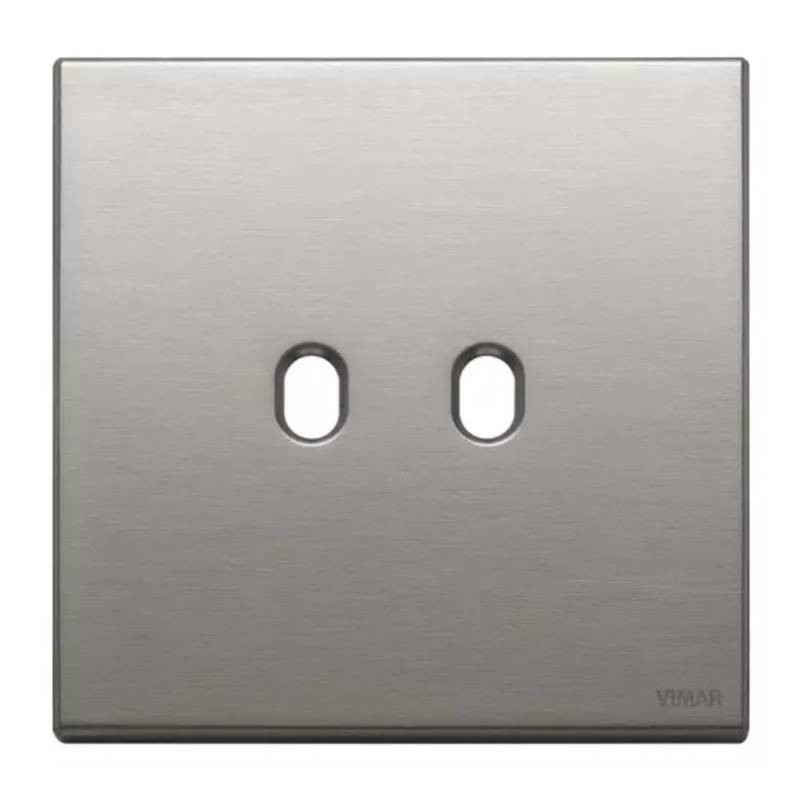                         PLAQUE - 2 BOUTONS - EIKON VINTAGE - NICKEL BROSSE