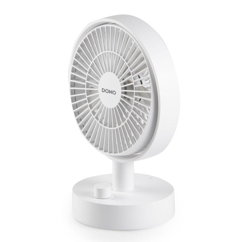                         VENTILATEUR - TABLE - Ø15cm - SUR BATTERIE 8H - 10 VITESSES - PIVOTANT - BLANC