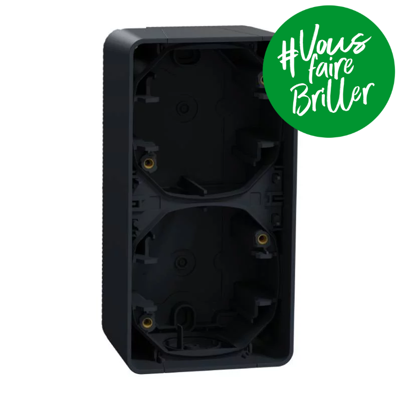                         Boite 2 postes vertical IP55 IK07 - En saillie - Gris anthracite - Mureva Styl