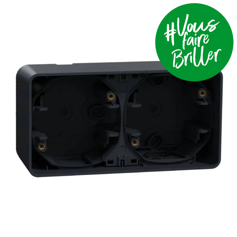                         Boîte 2 poste IP55 IK08 - En saillie - Gris anthracite - Mureva Styl