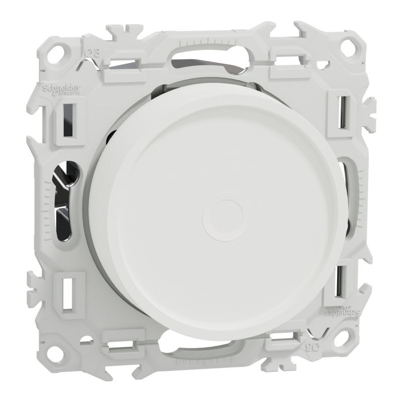                         Variateur de lumière rotatif Odace Schneider Electric - 2 ou 3 fils - Griffes fournies - Blanc - S920519