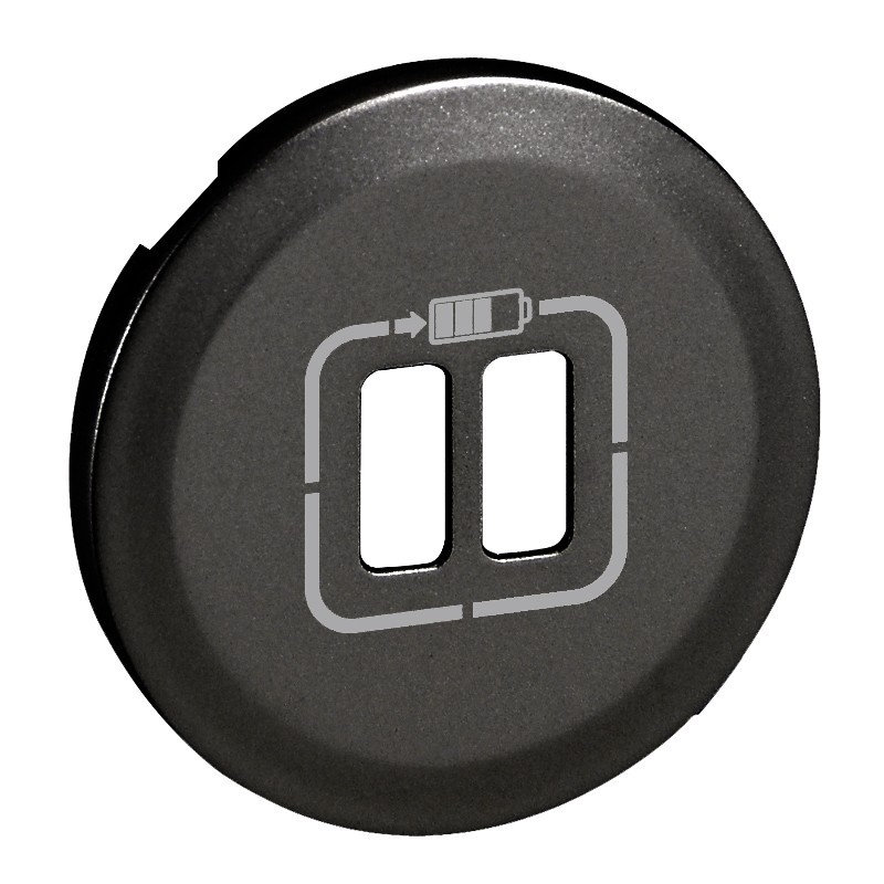                         Enjoliveur Céliane graphite - prise double pour chargeur USB