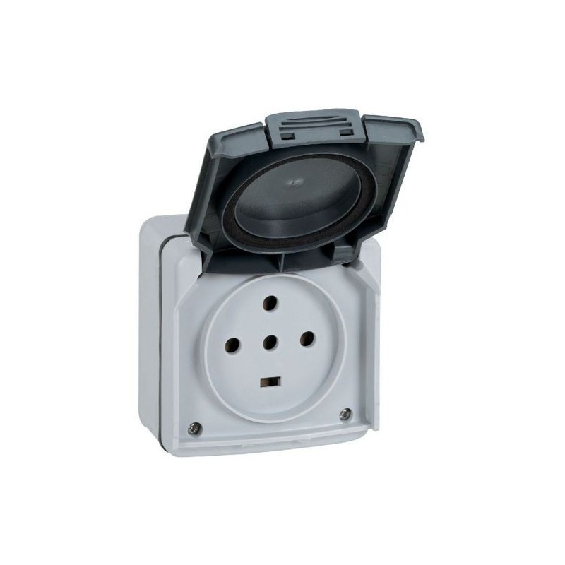                         Prise de courant 20A 3P+N+T Plexo IP55 - Complet en saillie - Gris