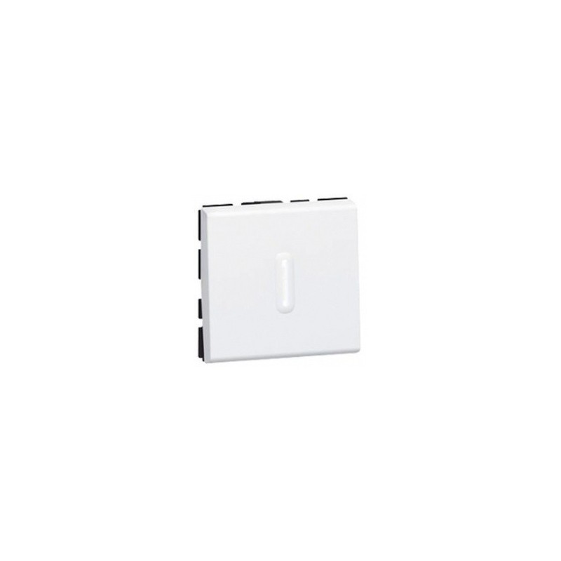                         Poussoir inverseur Mosaic à voyant LED 2 modules - 6 AX - Blanc