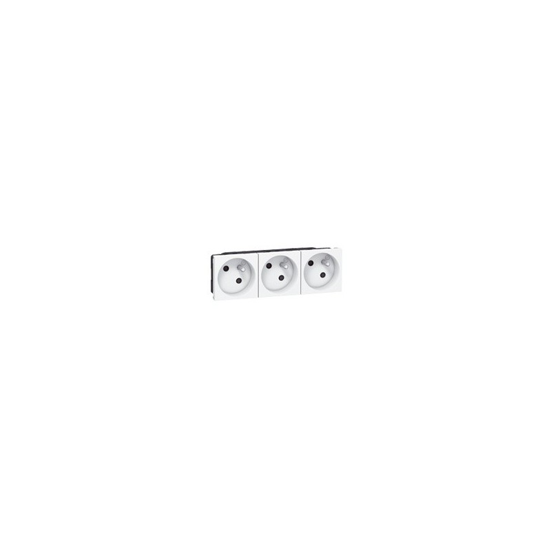                         Prise 2P+T Mosaic  - Blanc - Bloc de 3 prises