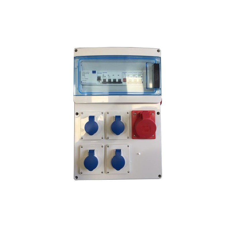                         Coffret de chantier triphasé IP65 - 4 prises 2P+T - 1 prise 3P+N+T - 16A 
