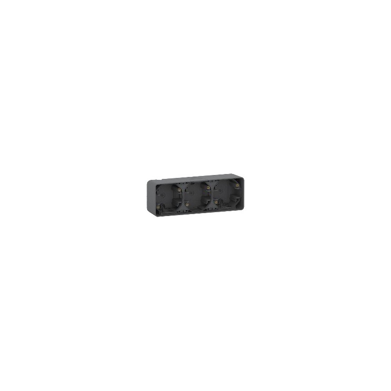                         Boite 3 postes horizontale en saillie IP55 IK08 gris anthracite - Mureva Styl