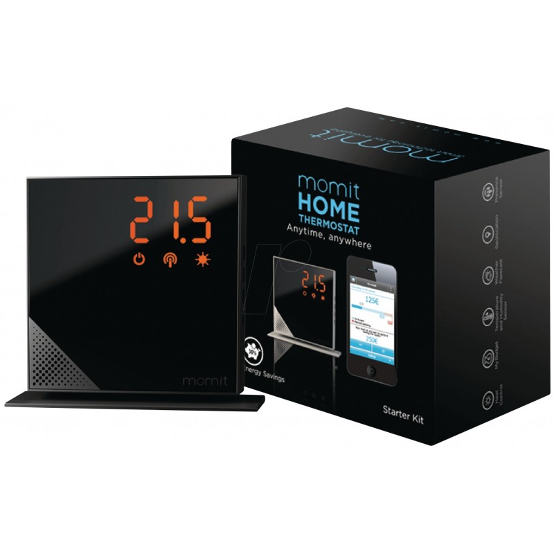                         Home Thermostat Starter Kit - Thermostat intelligent connecté - Ecran tactile - WiFi - Noir