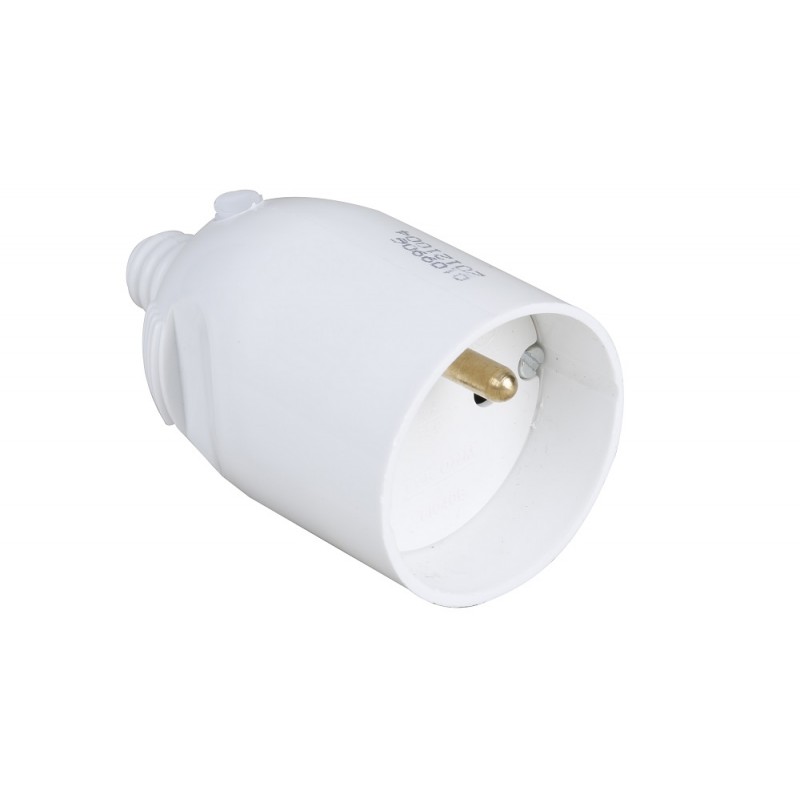                         Prolongateur femelle à coiffe en plastique - 2P+T - 16 A - Blanc