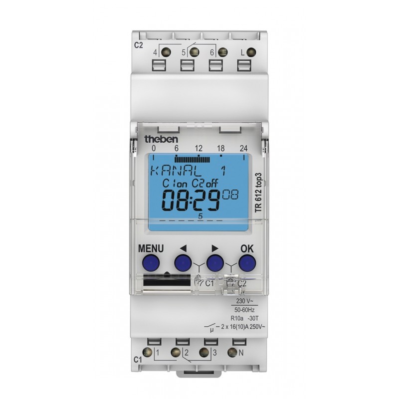                         Horloge programmable digitale TR 612 top3 - 2 canaux - Blanc