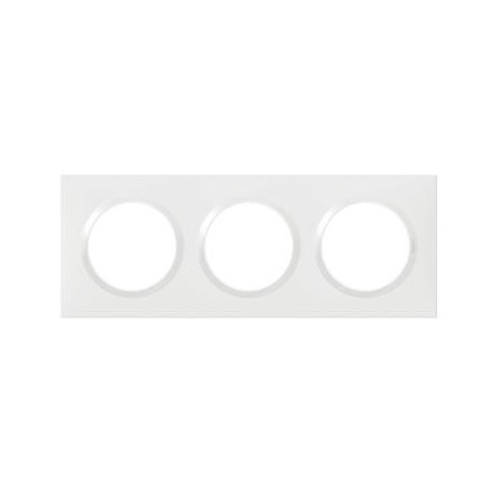 Plaque carrée Dooxie - 3 postes - Entraxe 71mm - Blanc