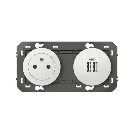 Prise de courant Surface et Module de charge USB Dooxie - Type A - 3A - Blanc