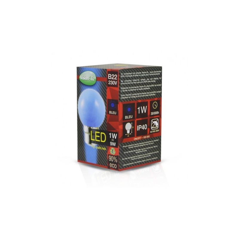                         Ampoule LED B22 - Bulb - 1W - Bleu
