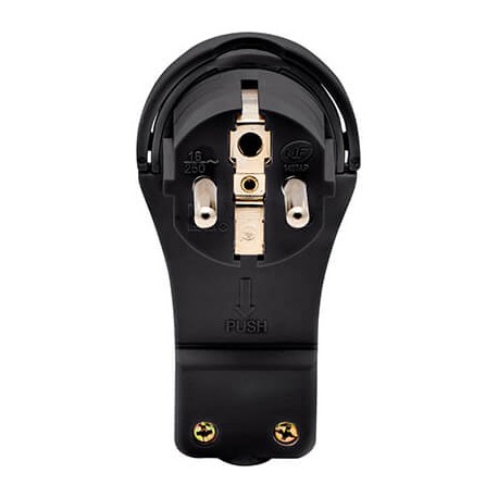 FICHE PLATE - ANGLE 90° - 16A - 250V - NOIR