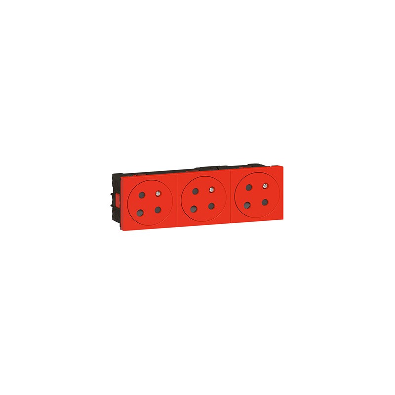                         Triple prise 2P+T Mosaic Link surface - 45° - Rouge
